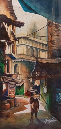 Aysha Khan, 10 x 22 Inch, Acrylic on Canvas, Cityscape Painting, AC-AYSKH-012